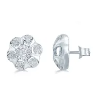 1/4 CT. T.W. Natural White Diamond Sterling Silver 10.9mm Flower Stud Earrings