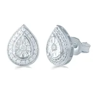 1/5 CT. T.W. Natural White Diamond Sterling Silver 10.6mm Pear Stud Earrings