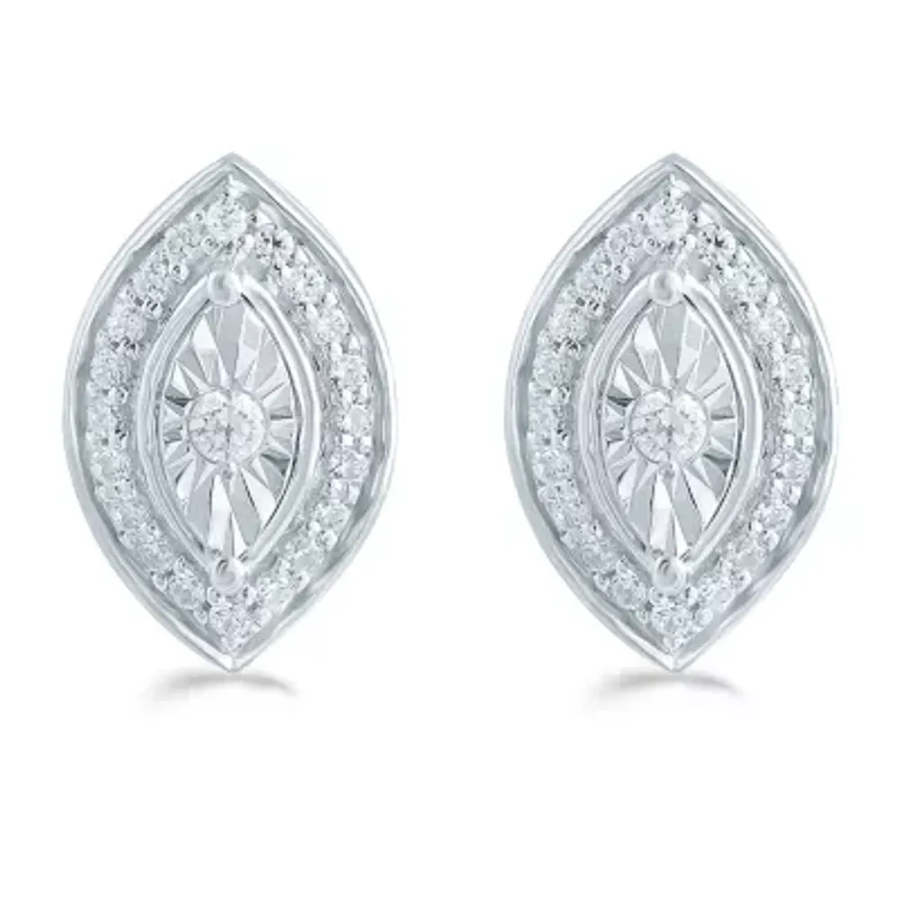 1/5 CT. Natural White Diamond Sterling Silver 11.3mm Stud Earrings