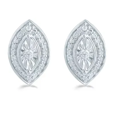 1/5 CT. Natural White Diamond Sterling Silver 11.3mm Stud Earrings