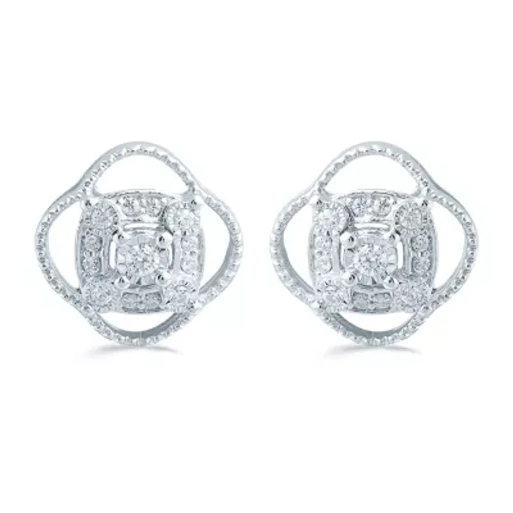1/5 CT. Natural White Diamond Sterling Silver 11.4mm Stud Earrings