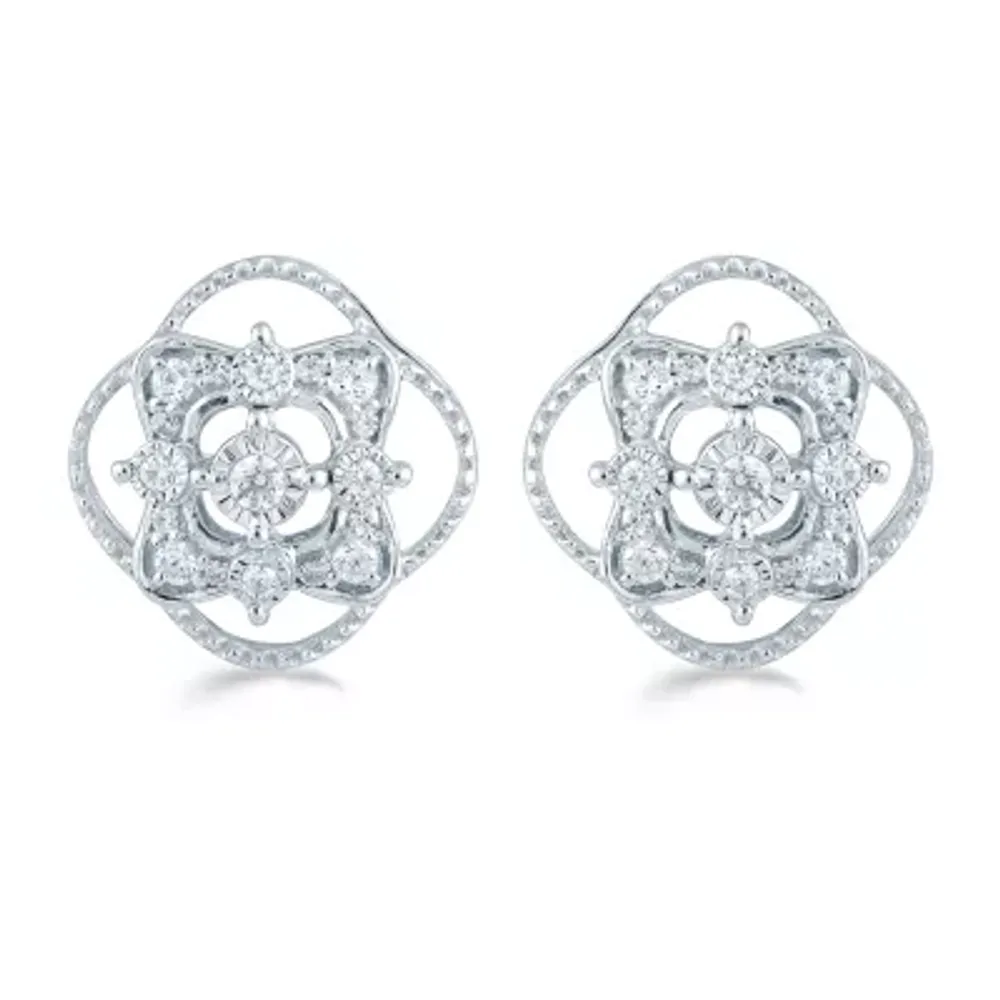 1/4 CT. T.W. Natural White Diamond Sterling Silver 12.5mm Stud Earrings