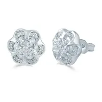 3/ CT. T.W. Natural White Diamond Sterling Silver 10.6mm Flower Stud Earrings