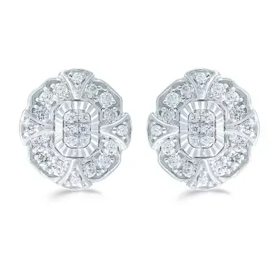 3 CT. T.W. Natural White Diamond Sterling Silver 11.2mm Stud Earrings