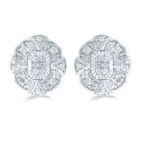 3 CT. T.W. Natural White Diamond Sterling Silver 11.2mm Stud Earrings