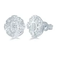 3 CT. T.W. Natural White Diamond Sterling Silver 11.2mm Stud Earrings