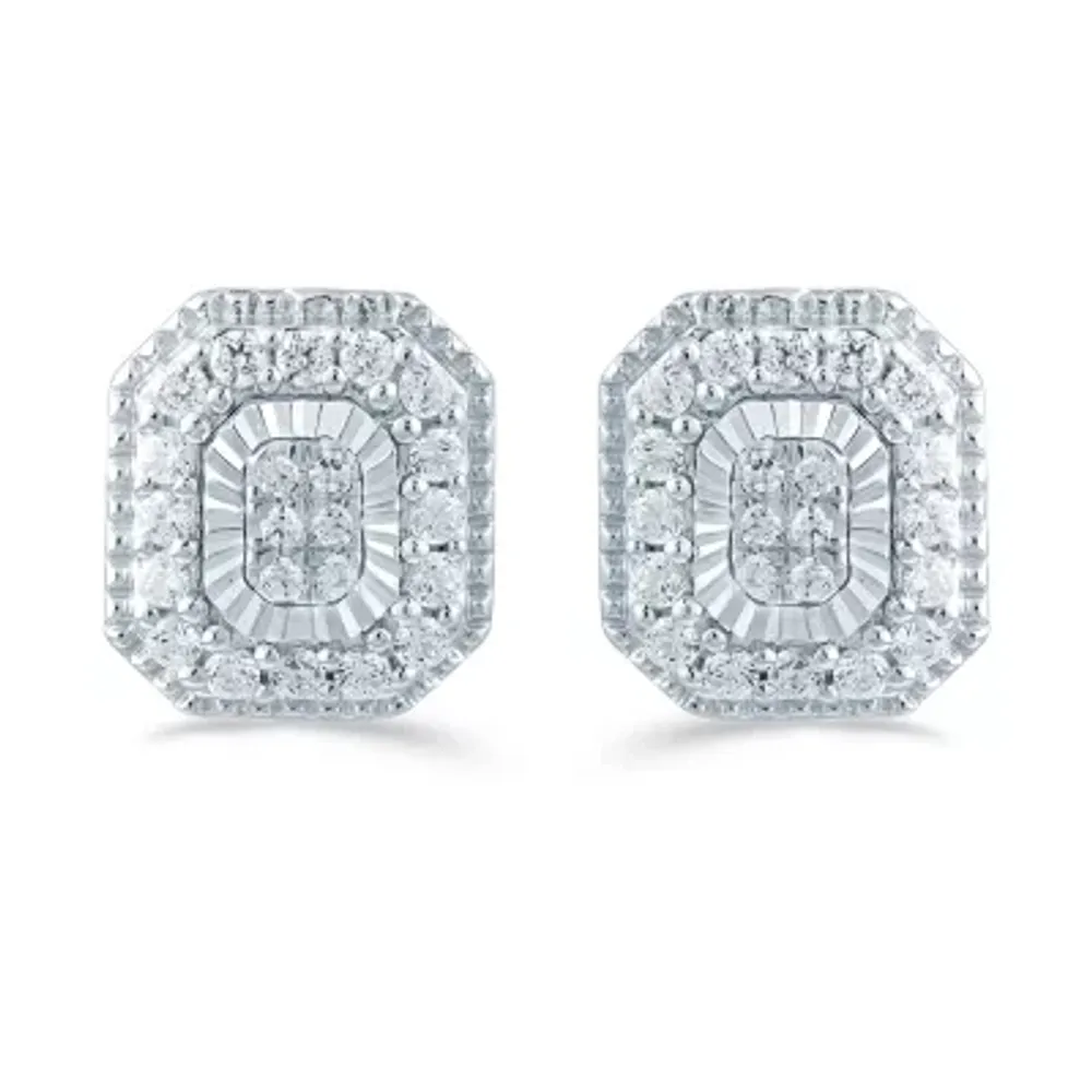 1/3 CT. T.W. Natural White Diamond Sterling Silver 9.1mm Stud Earrings