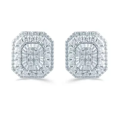 1/3 CT. T.W. Natural White Diamond Sterling Silver 9.1mm Stud Earrings