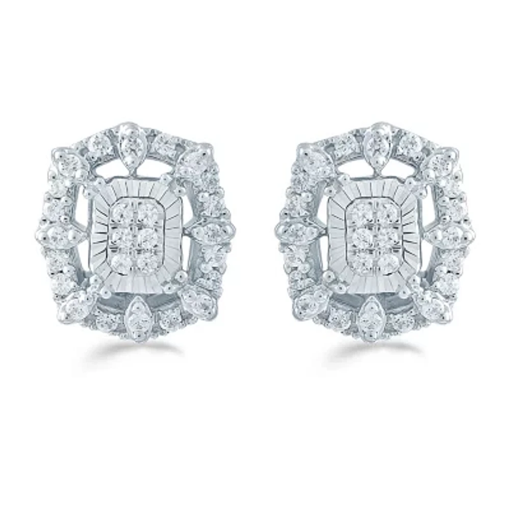 1/4 CT. T.W. Natural White Diamond Sterling Silver 10.1mm Stud Earrings