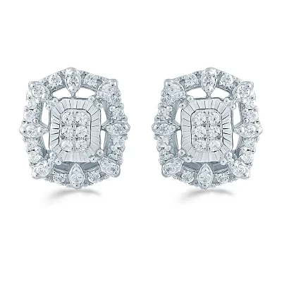 1/4 CT. T.W. Natural White Diamond Sterling Silver 10.1mm Stud Earrings