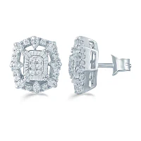 1/ CT. T.W. Natural White Diamond Sterling Silver 10.1mm Stud Earrings