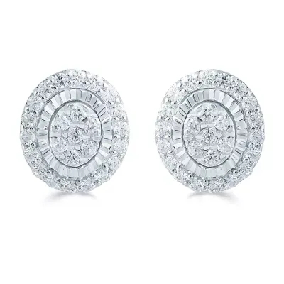 1/3 CT. T.W. Natural White Diamond Sterling Silver 8mm Stud Earrings