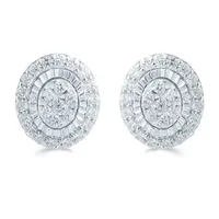 1/3 CT. T.W. Natural White Diamond Sterling Silver 8mm Stud Earrings