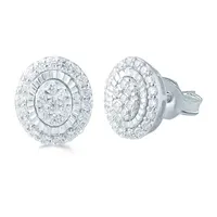 1/3 CT. T.W. Natural White Diamond Sterling Silver 8mm Stud Earrings