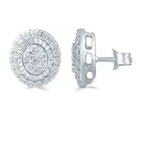 1/3 CT. T.W. Natural White Diamond Sterling Silver 8mm Stud Earrings