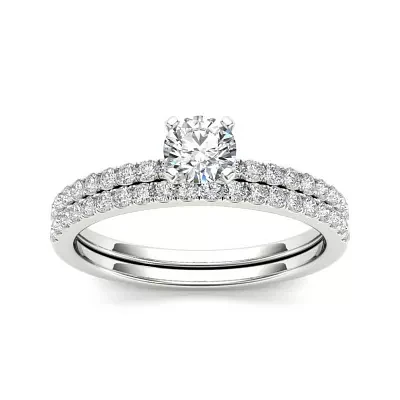 3/4 CT.T.W. Natural Diamond 14K White Gold Bridal Ring Set