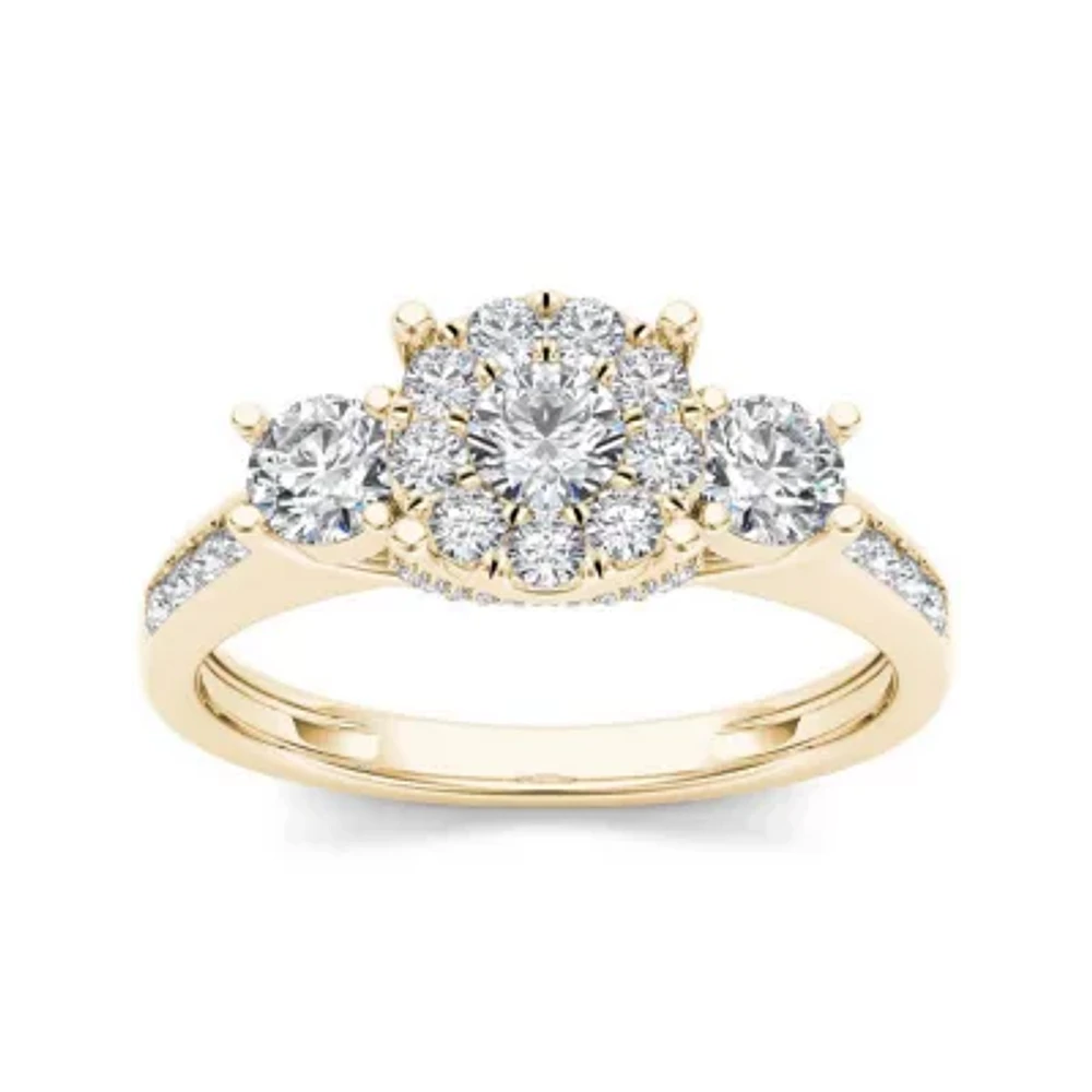 1 CT.T.W. Natural Diamond 10K Yellow Gold 3-Stone Ring