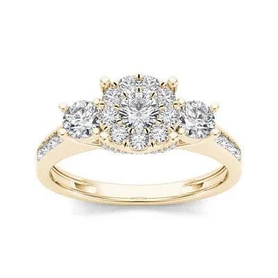 1 CT.T.W. Natural Diamond 10K Yellow Gold 3-Stone Ring