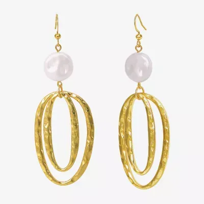 Bold Elements Gold Tone Simulated Pearl Drop Earrings