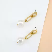 Bold Elements Oval Bead Simulated Pearl Drop Earrings