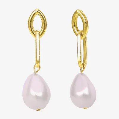 Bold Elements Oval Bead Simulated Pearl Drop Earrings