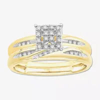 3PC Trio Set Featuring 1/7 CT.T.W.  Diamond 10K or 14K Two Tone Gold Wedding Ring Set