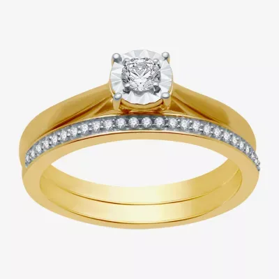 I Said Yes (H-I / I1) Womens 1/4 CT. T.W. Lab Grown White Diamond 14K Gold Over Silver Sterling Round Bridal Set