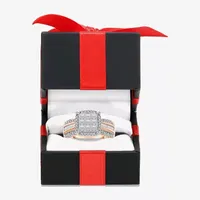 Womens 1 CT. T.W. Mined White Diamond 10K Rose Gold Cushion Halo Engagement Ring