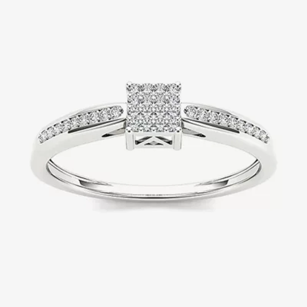 1/10 CT T.W. Natural Diamond 10K White Gold Engagement Ring