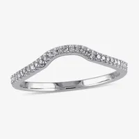 Womens 1/10 CT. T.W. Natural White Diamond Sterling Silver Curved Wedding Ring Enhancer