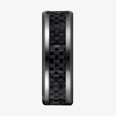 Mens Black Titanium Carbon Fiber Inlay 8mm Wedding Band