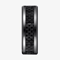 Mens Black Titanium Carbon Fiber Inlay 8mm Wedding Band