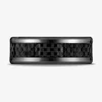 Mens Black Titanium Carbon Fiber Inlay 8mm Wedding Band