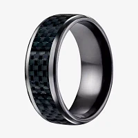 Mens Black Titanium Carbon Fiber Inlay 8mm Wedding Band