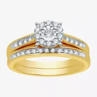 I Said Yes (H-I / I1) Womens 3/8 CT. T.W. Lab Grown White Diamond 14K Gold Over Silver Sterling Round Halo Bridal Set