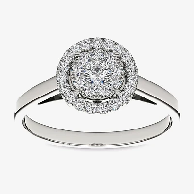 1/3 CT.T.W. Natural Diamond 10K White Gold Round Cluster Engagement Ring