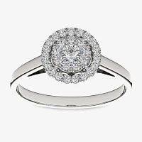 1/3 CT.T.W. Natural Diamond 10K White Gold Round Cluster Engagement Ring