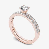 3/4 CT.T.W. Natural Diamond 14K Rose Gold Bridal Ring Set