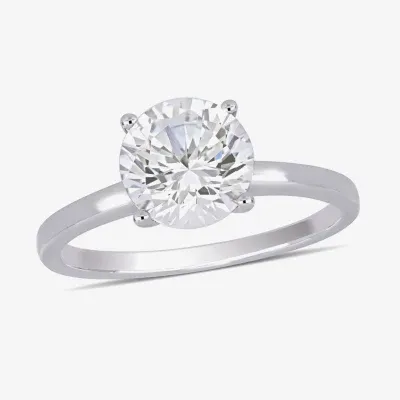 Modern Bride Gemstone Womens Lab Created White Sapphire 10K Gold Round Solitaire Engagement Ring