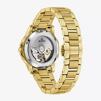 Bulova Diamond Womens Automatic Gold Tone Stainless Steel Bracelet Watch 97p171