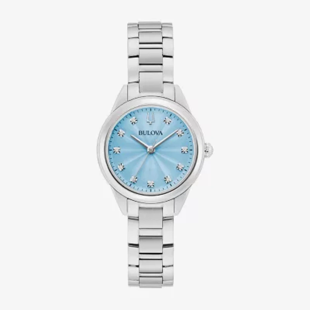 Bulova Dress/Classic Womens Diamond Accent Silver Tone Stainless Steel Bracelet Watch 96p250