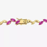 Womens Lab Created Pink Sapphire 18K Gold Over Silver Tennis Necklaces