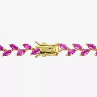 Womens Lab Created Pink Sapphire Sterling Silver Tennis Necklaces
