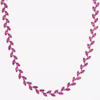 Womens Lab Created Pink Sapphire Sterling Silver Tennis Necklaces