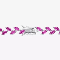 Lab Created Pink Sapphire Sterling Silver 7.25 Inch Tennis Bracelet