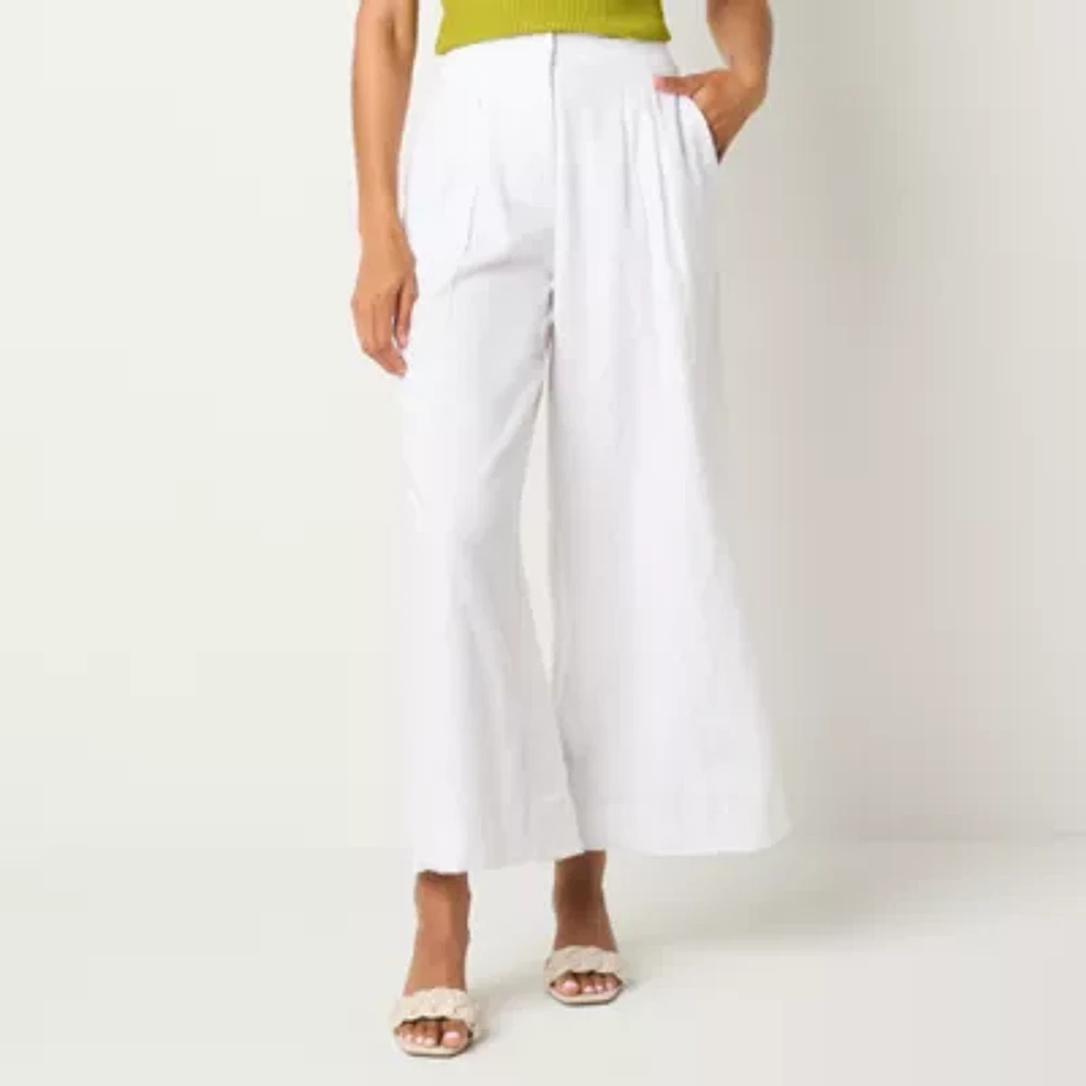 Worthington Womens Mid Rise Wide Leg Pant