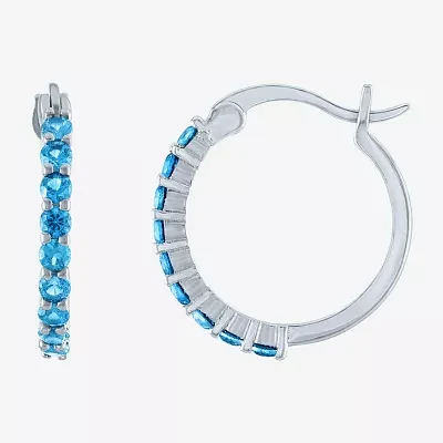 Lab Created Gemstone Sterling Silver 16mm Circle Hoop Earrings