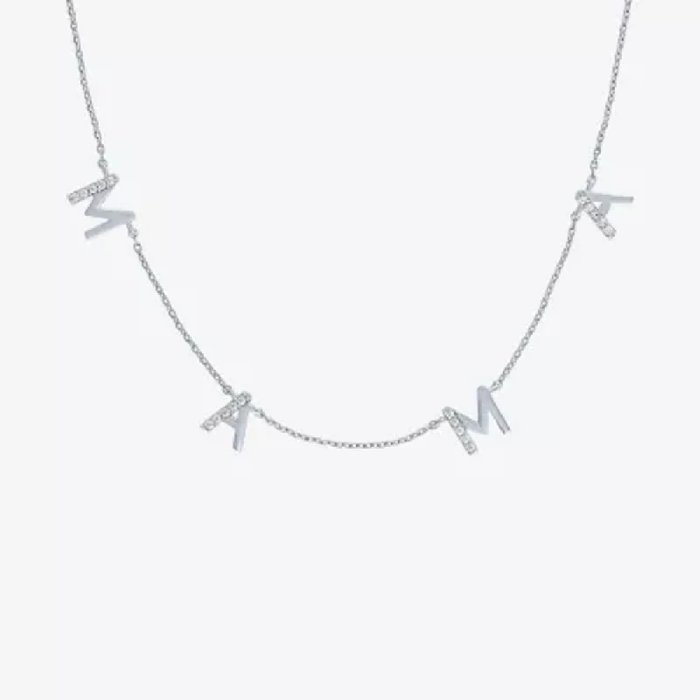 "Mama" (G-H / I1-I2) Womens 1/10 CT. T.W. Lab Grown White Diamond Sterling Silver Pendant Necklaces