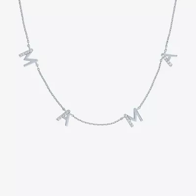 "Mama" (G-H / I1-I2) Womens 1/10 CT. T.W. Lab Grown White Diamond Sterling Silver Pendant Necklace