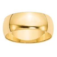 Personalized 14K Yellow Gold Half Round Lightweight Wedding Band